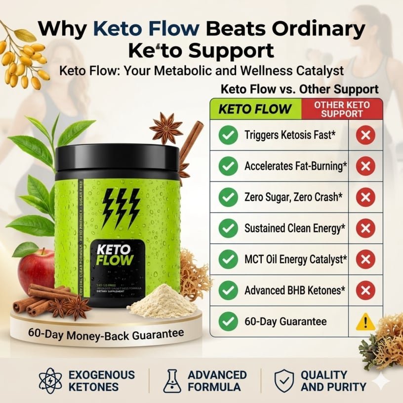 KetoFlow supplement comparison chart highlighting key keto benefits.