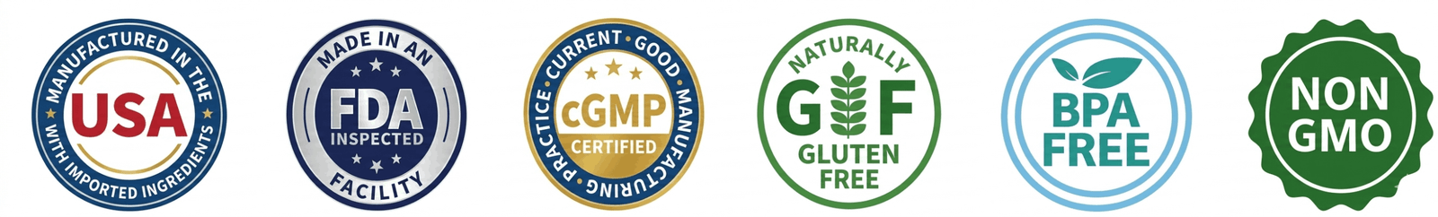 ketoflow FDA registered, cGMP certified, sugar-free, non-GMO badges.